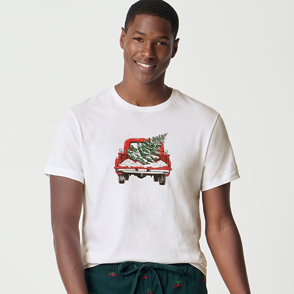 J.Crew Holiday tree‎ and truck graphic tee Men's Size M NWT Christmas Festive